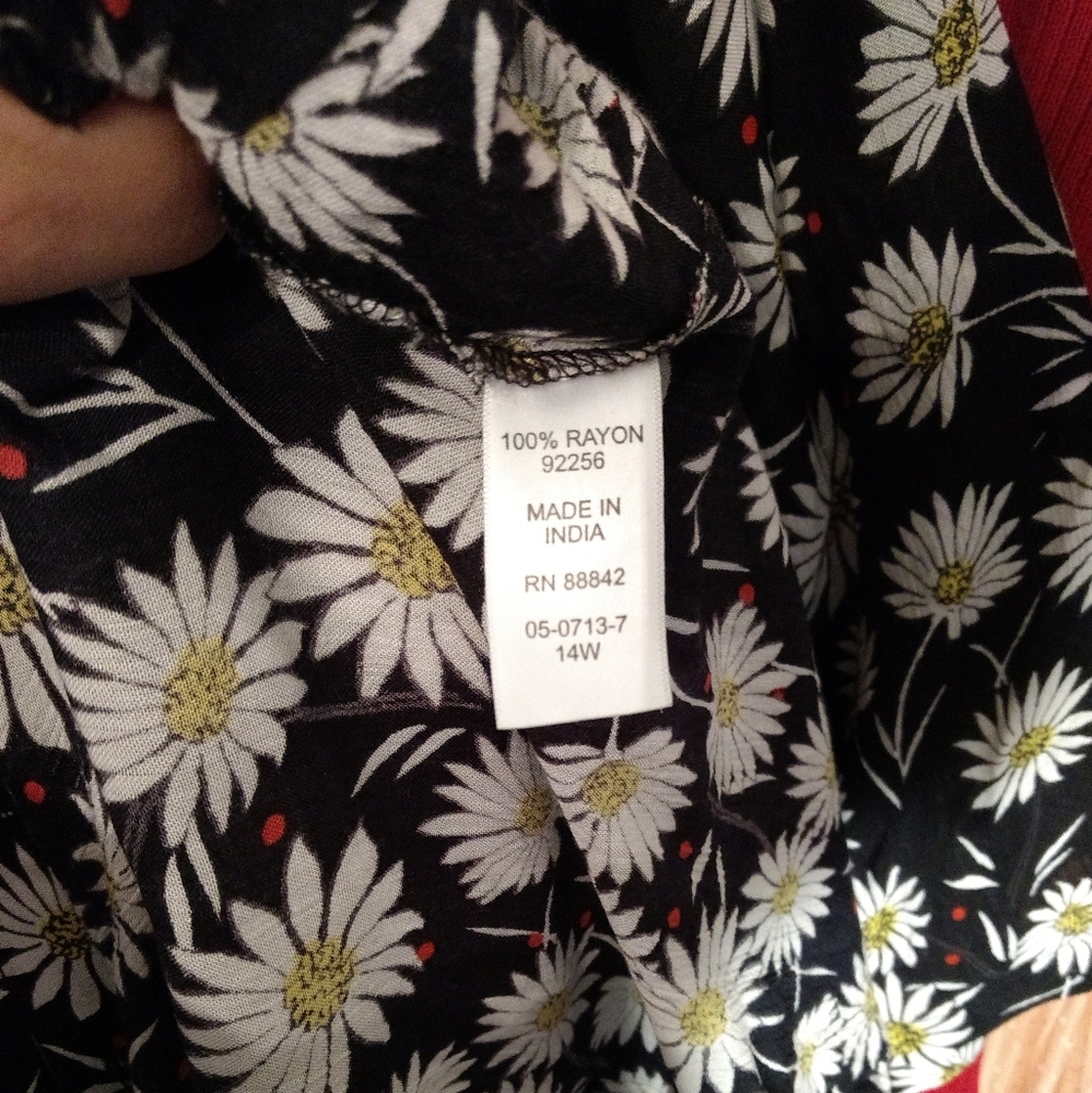 Woman Within Black Crepe Floral Midi Dress 14 - Picture 3 of 3